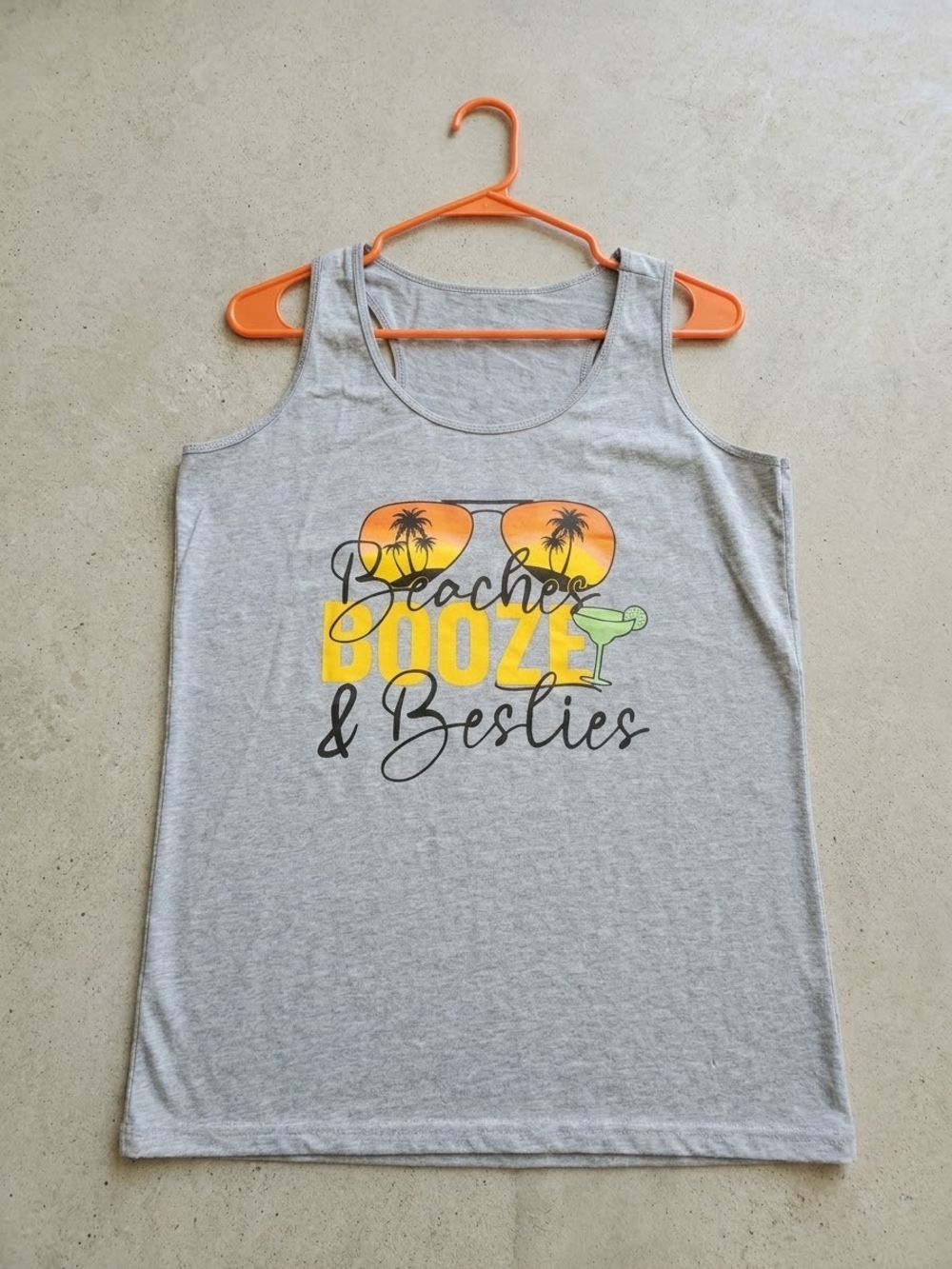 Brand NEW Grey Graphic Tank Top - Beaches Booze & Besties